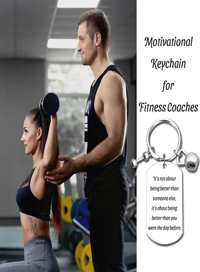 GiftYou سلسلة مفاتيح GiftYou Fitness مزينة بصورة دمبل وكيتلبيل مع اقتباسات ملهمة لمحبي الصالات الرياضية والمدربين والمدرسين (كن أفضل) - Image 3